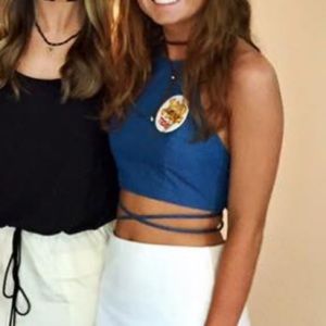 Blue crop top, whole back open